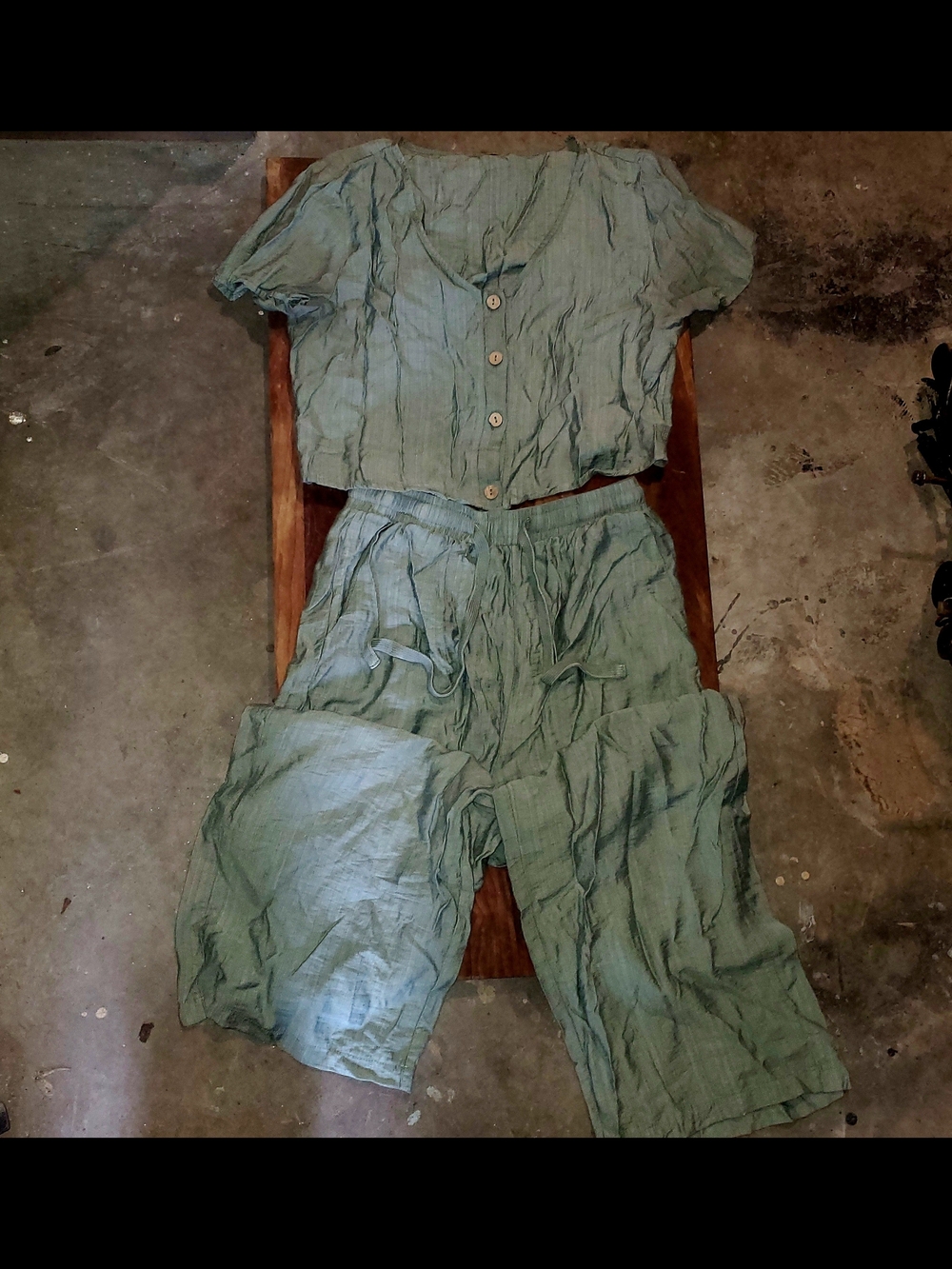 Light Green Women's Two-Piece Linen Pant Set
